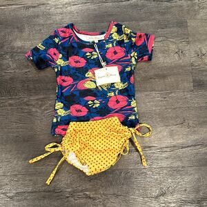 Oopsie Daisy 2T Floral/Polka Dot Rashguard Two-Piece Swim